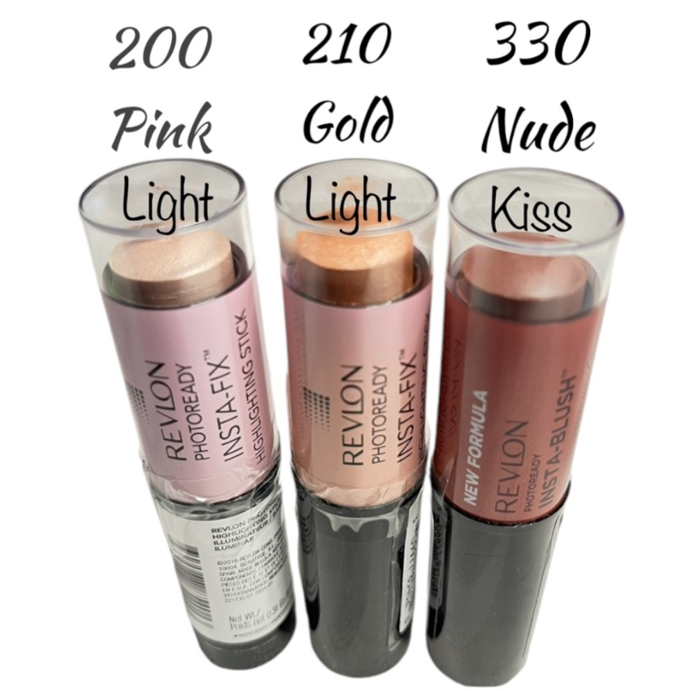 Revlon Highlighter Pink Light 200 Gold Light 210 Insta Blush Nude Kiss 330 8.9 g